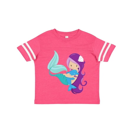 

Inktastic Cute Mermaid Little Mermaid Purple Hair Dolphin Gift Toddler Toddler Girl T-Shirt