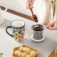 thumbnail image 3 of Vancasso Tea Mug with Infuser and Lid, 18 oz Loose Leaf Tea Cup with Strainer, Ceramic Coffee Mug for Tea, Coffee, Microwave & Dishwasher Safe, 3 of 10