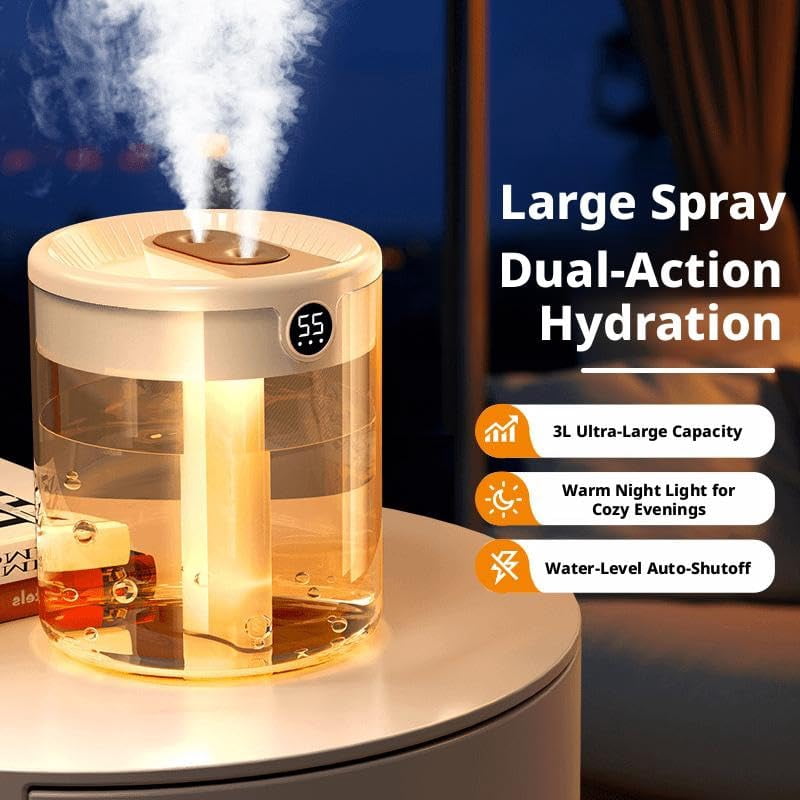 2l Double Nozzle Air Humidifier, Desktop Double Nozzle Cool Mist Humidifier With Night Light, Silent Humidifiers Usb Personal Desktop Humidifiers, for Baby Bedroom Travel Office Home