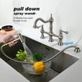 thumbnail image 5 of Cfowner Brass Bridge Kitchen Faucet, Kitchen Sink Faucet with Pull-Out Side Spray, Brushed Nickel, 5 of 6