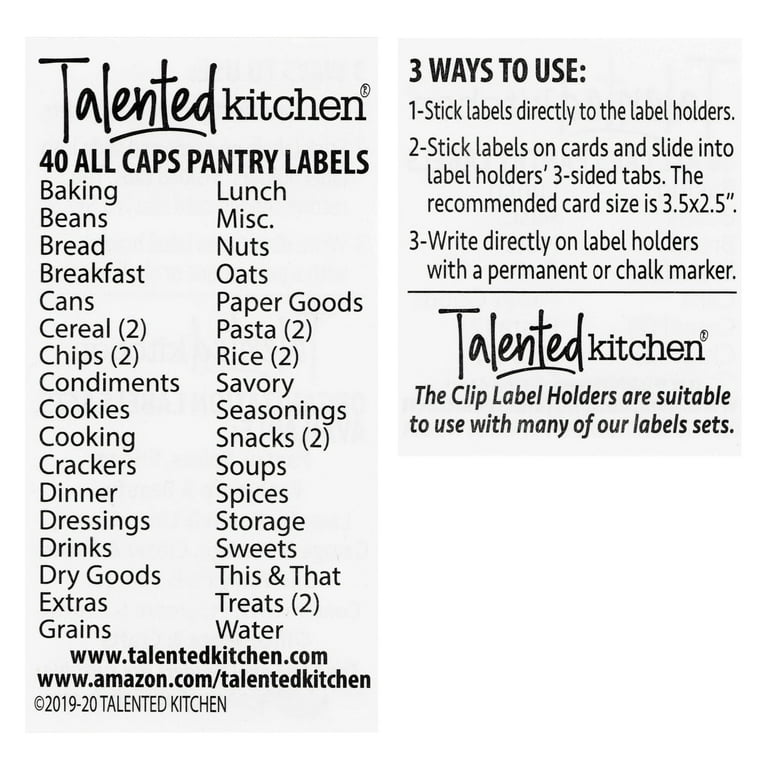 8 Pack Metal Pantry Baskets Labels Clip On for Storage Bins with 2 White  Chalk Markers, Organization and Storage Baskets Labels Clips, Kitchen Bins
