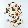 thumbnail image 4 of BaoFuBaoMei Halloween Pajamas Sets Woman Plus Size Long Sleeve Top and Pants Sleepwear Pumpkin Cat Bat Print Soft Cozy Lounge Set, 4 of 7