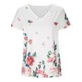 thumbnail image 4 of Prime Day Sales Today 2025!GaThRRgYP Womens Shirts Clearance,Wome Fashion Peony Printed Short Sleeve V-Neck Top Blouses White S, 4 of 6