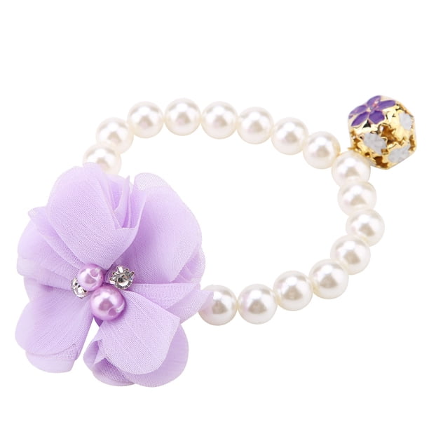 Collar De Perro Con Flor De Perlas Con Campana, Collar Elástico Ajustable Para Joyería De Cachorro, Ideal Para Uso Diario