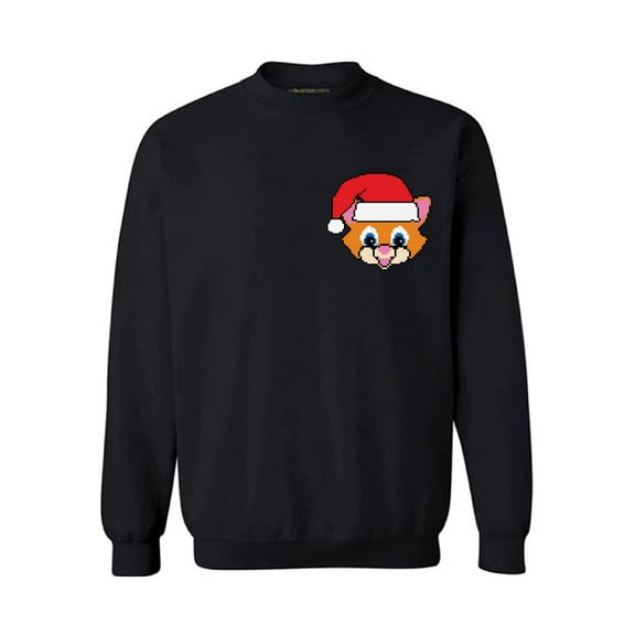 Awkward Styles Cat Santa Pocket Sweatshirt Christmas Patch Sweater Cute Santa Cat Christmas Sweater Christmas Kitten Sweatshirt Holiday Gifts for Women and Men Christmas Gifts for Cat Lovers