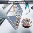 thumbnail image 5 of for Samsung Galaxy S22 Case with Magnetic Ring Holder [Compatible with Magsafe] [Built-in Camera Lens Protector] Glitter Electroplated Gold Sides Shockproof Case for Galaxy S22 Blue, 5 of 11