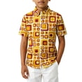 thumbnail image 4 of Little Boys Crewneck T-shirt Floral Print Button Down Hippie Short Sleeve Beach Summer Casual Tops Tees for Kid Size 7-8T, 4 of 4