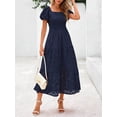 thumbnail image 6 of Black Eyelet Square Neck Puff Sleeve Smocked Maxi Dress With Pockets, 6 of 30