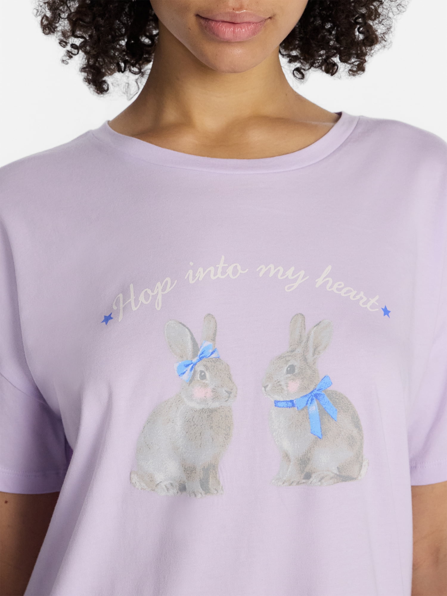 No Boundaries Sleepwear Oversized Graphic Cotton Tee, Women’s and Women’s Plus XXS-3X
