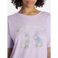 thumbnail image 4 of No Boundaries Sleepwear Oversized Graphic Cotton Tee, Women’s and Women’s Plus XXS-3X, 4 of 5