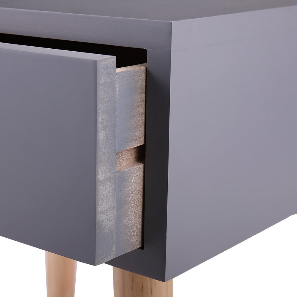 Kadyn Mid-Century Wood Bedside Tables for Closet, 1-Drawer Bedside Table Set of 2 for Living Room, Accent End Table with Storage for Sofa Couch, Gray