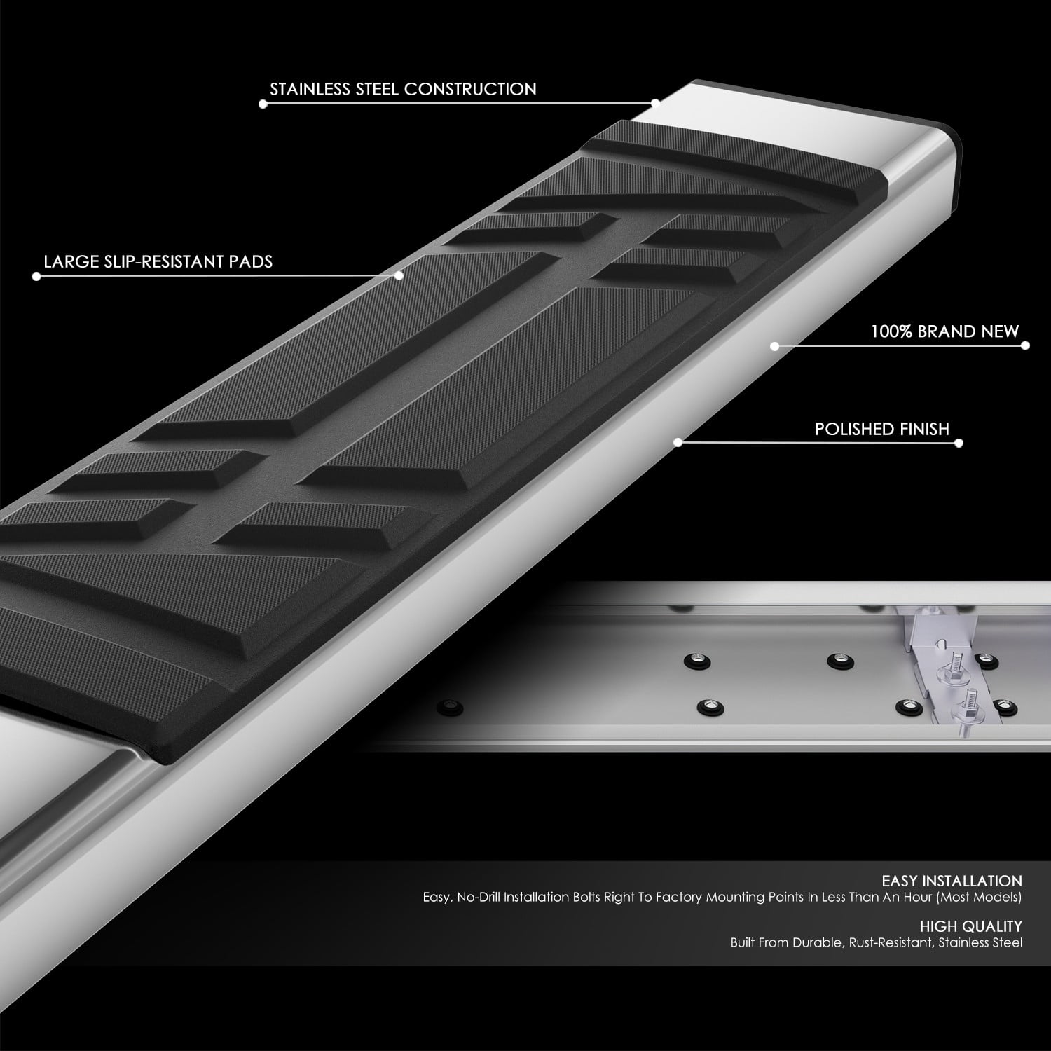 DNA Motoring 6.5" Side Step Nerf Bars Running Boards for 2014-2023 Jeep Cherokee