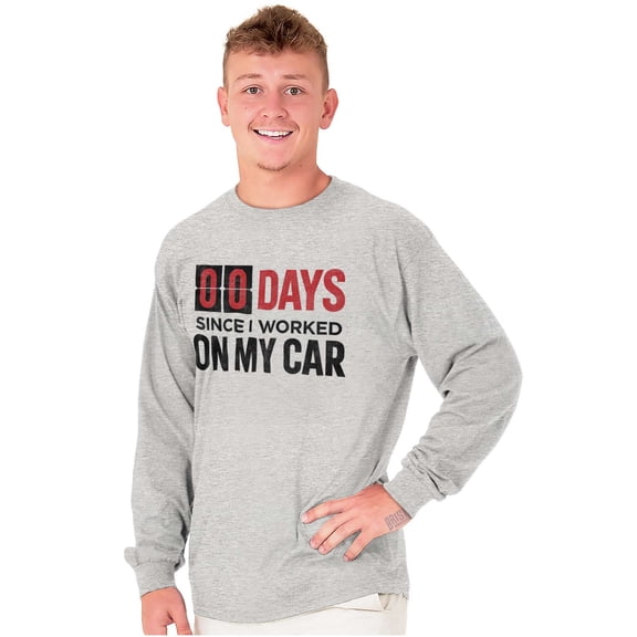 Zero Days Worked On Car Grease Monkey Plus Size Long Sleeve Graphic Tee Shirt Brisco Brands 2X