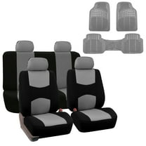 FH Group Universal Fit Gray Cloth Car Seat Covers for SUV, Van Truck Auto - Solid Bench with Gray Floor Mats