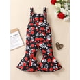 thumbnail image 2 of Wassery Baby Girl Halloween Jumpsuit Sleeveless Skull Rose Print Long Romper Pants Toddler Fall Bell-Bottoms 6M-4T, 2 of 9