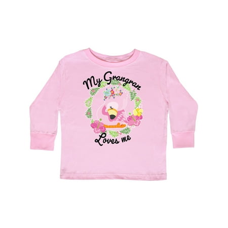 

Inktastic Baby Flamingo My Grangran Loves Me with Flower Wreath Gift Toddler Boy or Toddler Girl Long Sleeve T-Shirt
