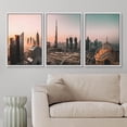 thumbnail image 2 of PixonSign Framed Canvas Print Wall Art Set Futuristic Skyscraper Dusk Sunset Cityscape Urban Architecture Photography Realism Scenic Landscape Decorative Colorful for Bedroom - 16"x24"x3 White, 2 of 5