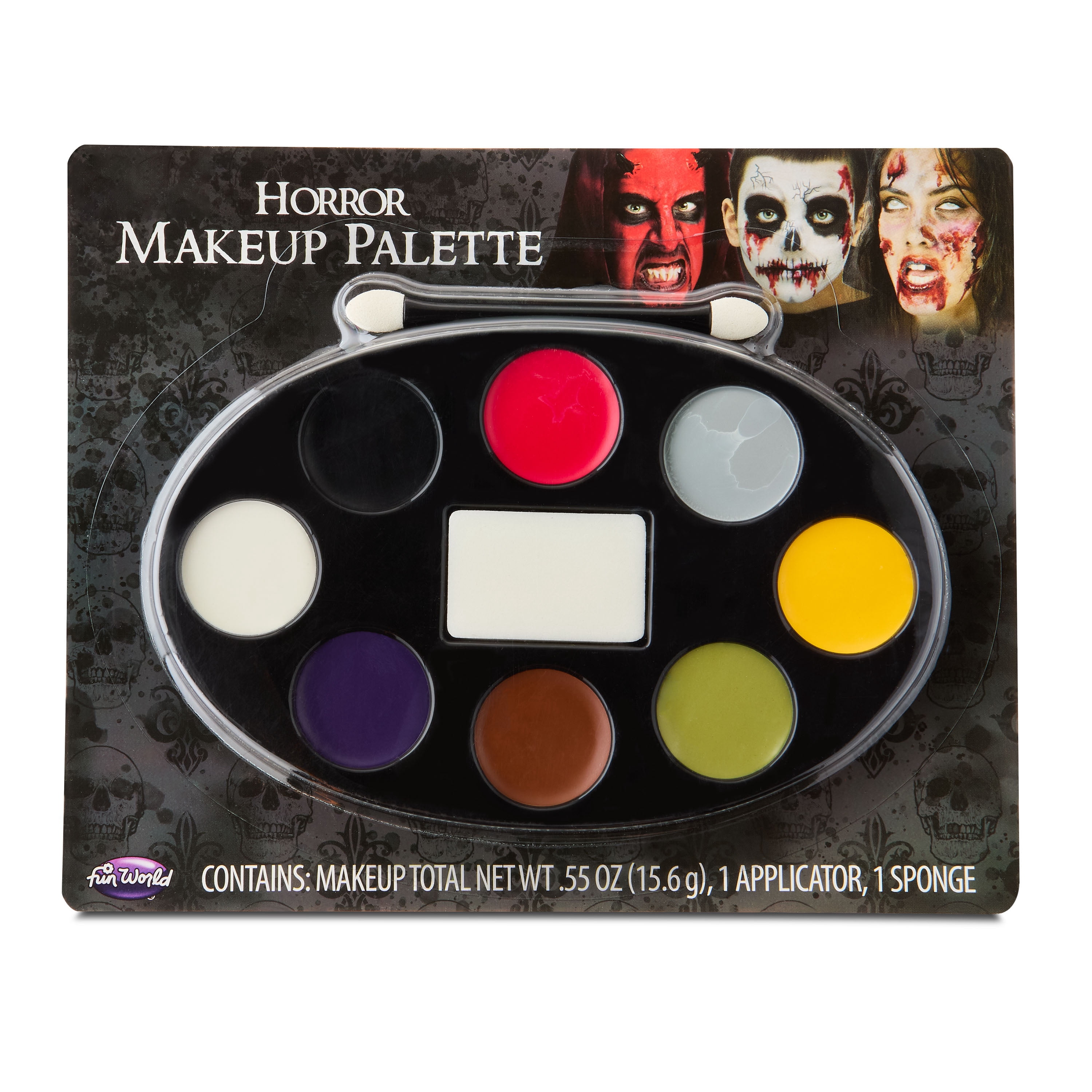 Horror Makeup Palette, Multicolor, .55oz, Halloween Make-Up for Adults, by Fun World