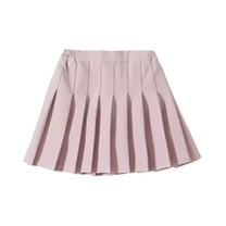 Girls Pleated Mini Skirt High Waist Uniform Skirt with Built-in Short A-Line Skirt Trendy Tennis Skirt Pink 13-14Years