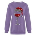 thumbnail image 4 of Fiaer Crewneck Sweatshirts Christmas Women Funny Oversized Long Sleeve Xmas Red Glass Pullover Loose Fit Trendy Tops Light Purple M, 4 of 4