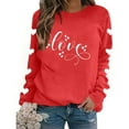 thumbnail image 5 of Itsame Long Sleeve T-Shirts Women's Valentine's Sweatshirt Loose Crew Neck Tops Red Size XL, 5 of 9