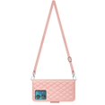thumbnail image 3 of SaniMore Case for Motorola Edge 40 Neo, PU Leather 3D Lattice Stylish for Girls Crossbody Lanyard Flip Kickstand Card Slots Cash Pocket Magnetic Clasp Protective Shockproof Wallet Shell, Coralpink, 3 of 9