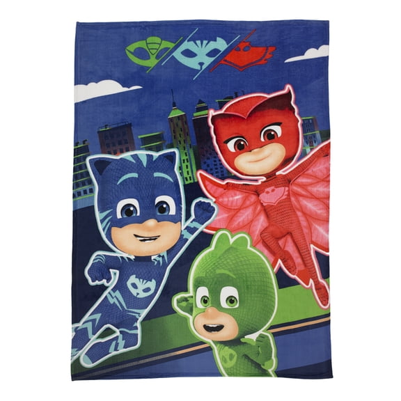 PJ Masks Kids Plush Twin/Full Blanket, 62 x 90, Blue, Hasbro