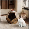 thumbnail image 3 of 25.98'' Shaped Modern Pet Furniture Cat Kennel Side Table MDF Multi-Purpose Furniture Antique Wood Color, 3 of 12