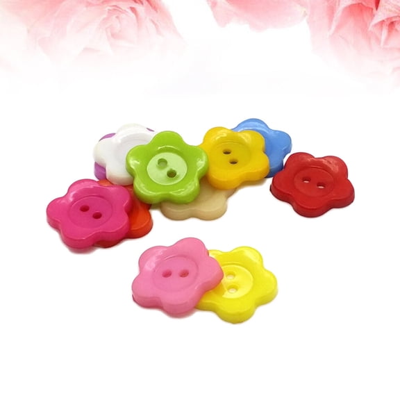 Raindrops 100Pcs Plastic Plum Blossom Flower Buttons for Garment and Scrapbook Decoration