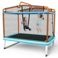 thumbnail image 1 of Gymax 3-in-1 6FT Rectangle Kids Trampoline w/ Swing Horizontal Bar & Safety Net Outdoor Orange, 1 of 9