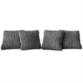 thumbnail image 2 of Home Design Laconia 18"x18" Square Velvet Pillow Covers, Set of 4, Soft Fluffy Striped Design for Sofa, Bedroom, or Living Room, Gray, 2 of 4