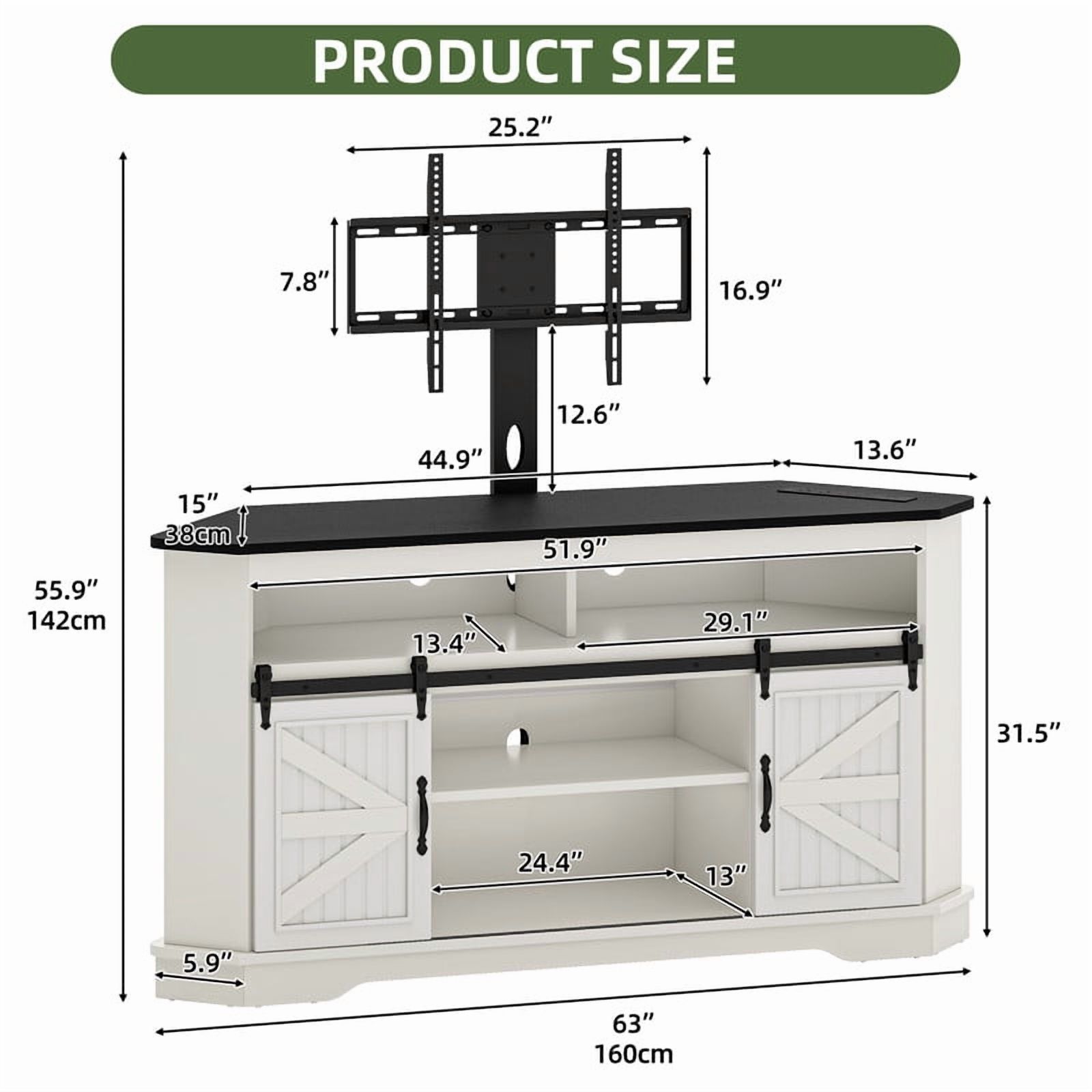 Uforic TV Stand for 70" TV with Mount, Farmhouse Entertainment Center with Power Outlets & Sliding Barn Doors, White