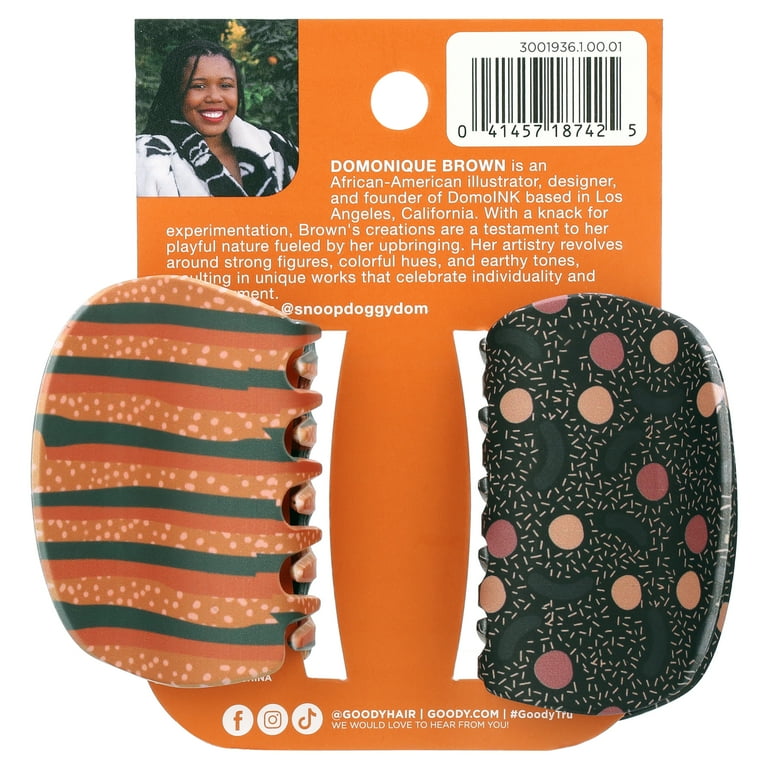 Goody Tru X Domo Ink Collab Slideproof?? Medium Claw Clips Brown 2