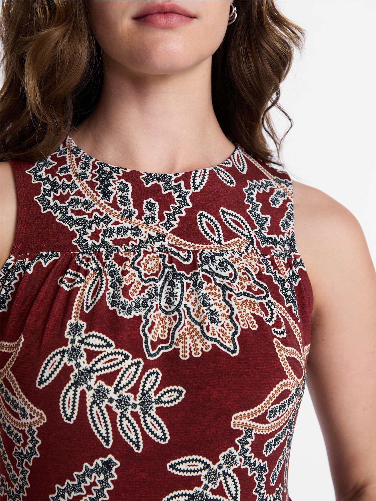 Time and Tru Women's Sleeveless Tiered Mini Dress, Sizes XS-4X