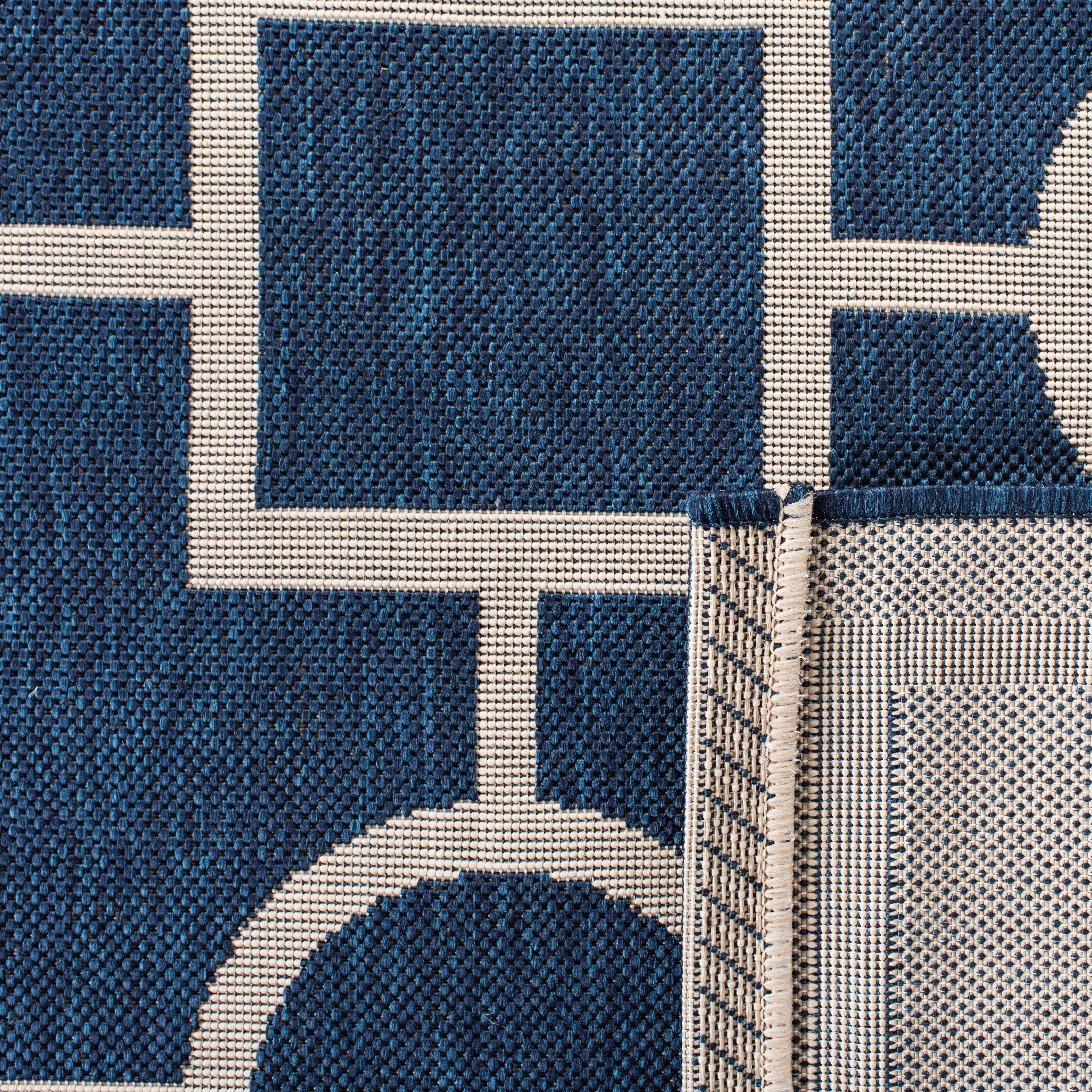 Safavieh Courtyard Archimedes Geometric Indoor/Outdoor Area Rug, Navy/Beige, 6'7" x 9'6"
