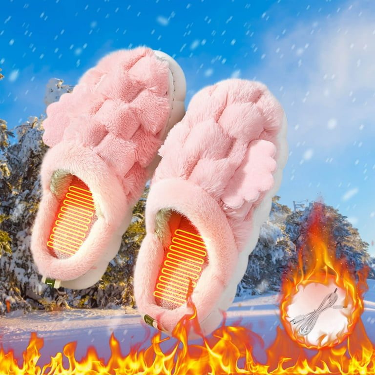 HURRISE USB Heated Slippers, Electric Heated Slippers Foot Warmer Under Desk, House Heated Slippers Shoes Heating Pad, Adjustable Foot Heating Slip For Indoor Outdoor Use