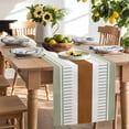 thumbnail image 2 of Table Runner 120 Inches Long for Kitchen Dining, Sage Green Farmhouse Dresser Scarf Farmhouse, Dining Table Decorations for Wedding/Parties, Green Brown Striped 13 x 120 In, 2 of 9