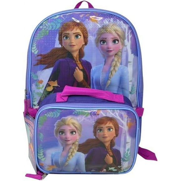 La Reine des Neiges de Disney Elsa & Anna Sac à Dos 16 Pouces avec Sac à Lunch Rectangulaire, Multicolore