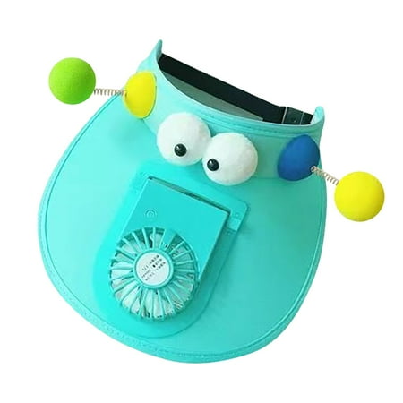 

Cute Eye Wide Brim Visor Cap With Rechargeable Fan Sun Adjustable Buckle Hats For Women & Kid Home Appliances