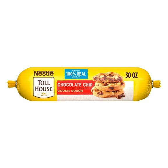 Nestle Toll House Chocolate Chip Cookie Dough, Makes 30 Cookies for Valentine's Day Baking, 1 Tube, 30 oz