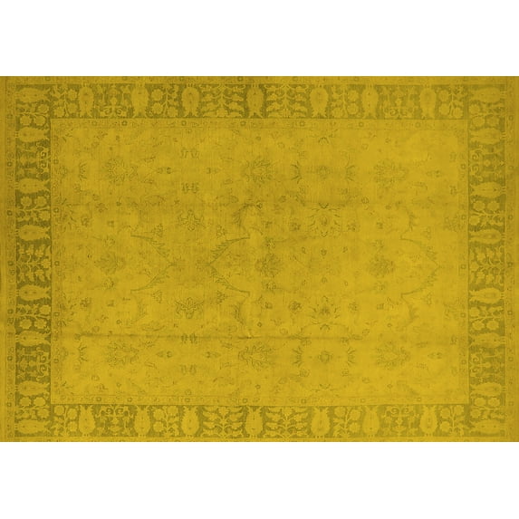 Ahgly Company Indoor Rectangle Oriental Yellow Traditional Area Rugs, 2' x 5'