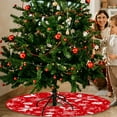 thumbnail image 5 of KCEHTA Christmas Tree Skirt Snowflake Christmas Bells Red Xmas Tree Skirt Rustic Christmas Decorations for Winter New Year Holiday Party Decor, 5 of 8