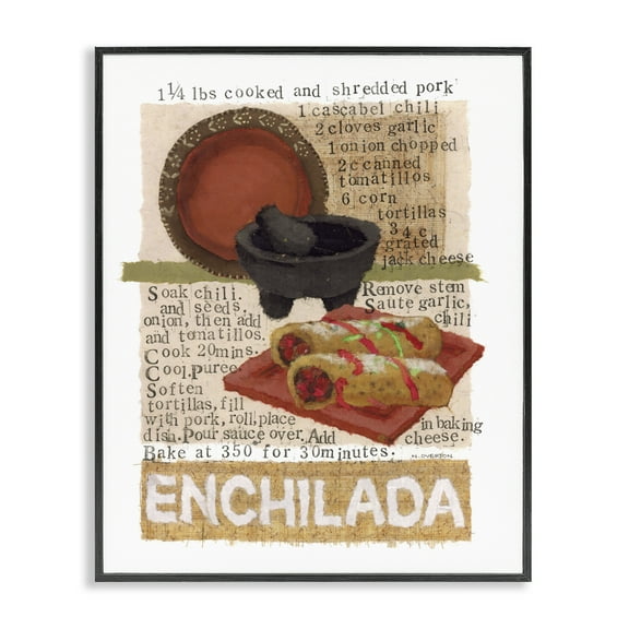 Stupell Industries Mexican Enchilada Recipe Food & Beverage Painting Black Framed Art Print Wall Art, 11 x 14