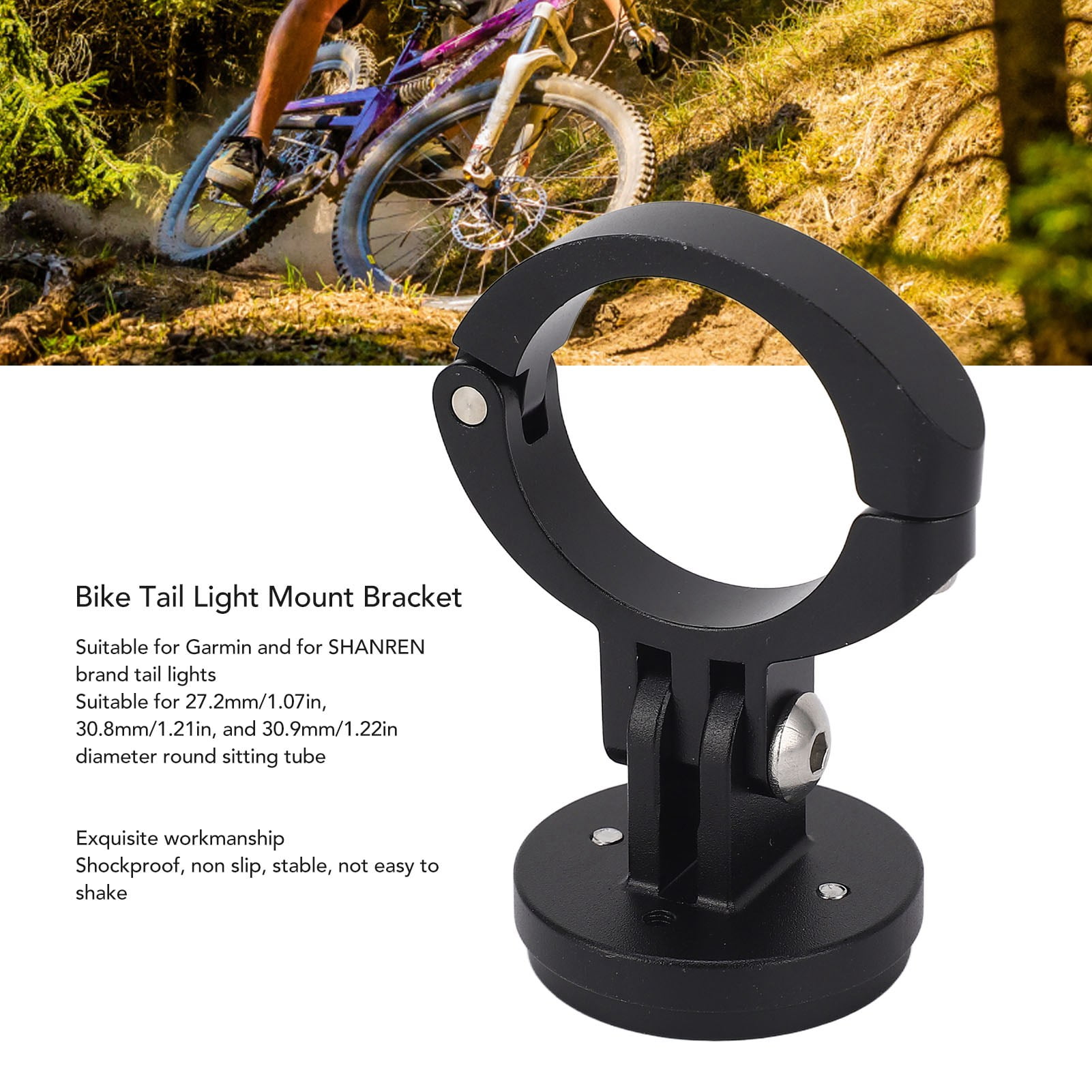 Bike Rear Light Holder Rack, Shockproof Stable Easy Installation