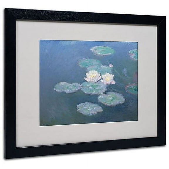 Trademark Fine Art "Waterlilies Evening" Matted Framed Canvas Art by Claude Monet