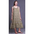thumbnail image 2 of Bimba Chemises de Nuit en Coton Brun Clair à Imprimé Floral et Feuilles pour Femmes, Robe Sans Manches, Tenue de Nuit, Robe Maxi, XX-Grand, 2 of 6