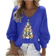 thumbnail image 2 of Craaazy Christmas Shirts for Women Fashion Clothing Christmas Printed 3/4 Sleeve V Neck Xmas Womens Tops Gifts, 2 of 3