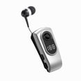 thumbnail image 2 of Auriculares retráctiles con micrófono y clip, cómodos auriculares deportivos para negocios, camioneros, conductores, para correr, hacer ejercicio con plata, 2 of 9