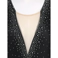 thumbnail image 4 of CHICTRY Womens Figure Skating Dance Bodysuit Shiny Rhinestone Tassels Skirted Leotard Latin Cha-Cha Dancewear Black L, 4 of 7