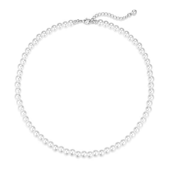 Pearl Necklace 6mm Dainty Round Imitation Pearl Choker Necklace Wedding Pearl Necklace Delicate Jewelry for Women Simple Bridesmaid Jewelry Gifts